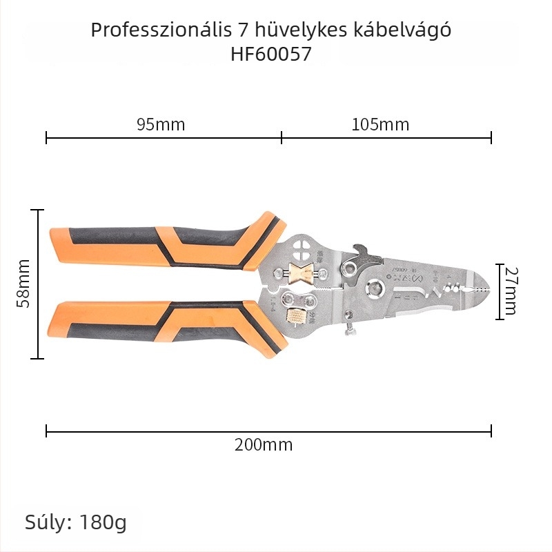 Hanax Többcélú diagonális fogók, drótvágó, hegyes végű fogó és vezetékek hámozója