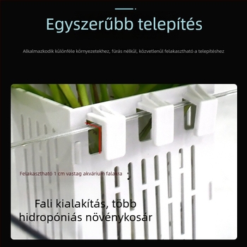 Fali akváriumi ültető pohár vízi növényekhez és teknős tartályhoz, üreges függő hidroponikus ültetőkosár, négyszögletes többfunkciós tárolókosár