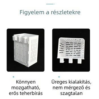 Fali akváriumi ültető pohár vízi növényekhez és teknős tartályhoz, üreges függő hidroponikus ültetőkosár, négyszögletes többfunkciós tárolókosár