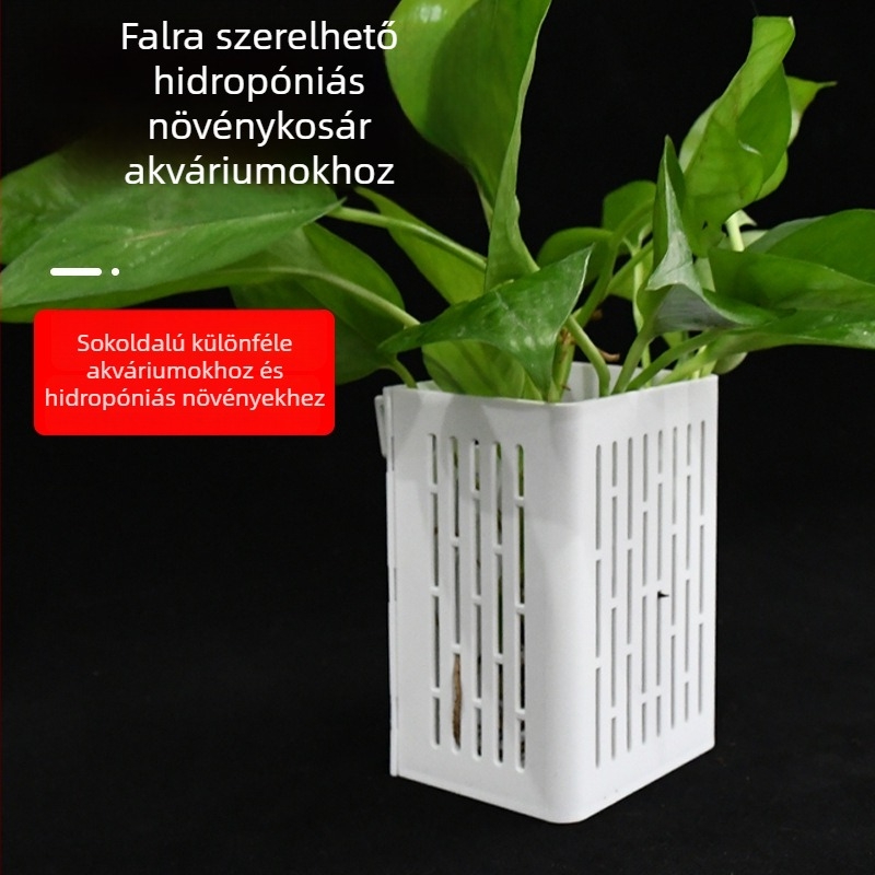Fali akváriumi ültető pohár vízi növényekhez és teknős tartályhoz, üreges függő hidroponikus ültetőkosár, négyszögletes többfunkciós tárolókosár