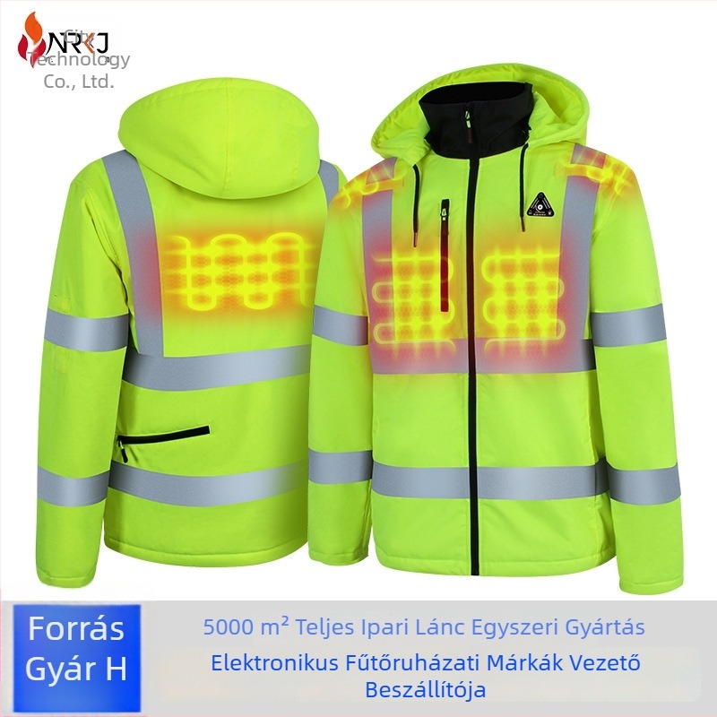 Egyedi 5-zónás fűtött munkaruházat hosszú ujjú, fényvisszaverő biztonsági elemekkel vasúti, petrochemiai, olajmező és erőmű területekre
