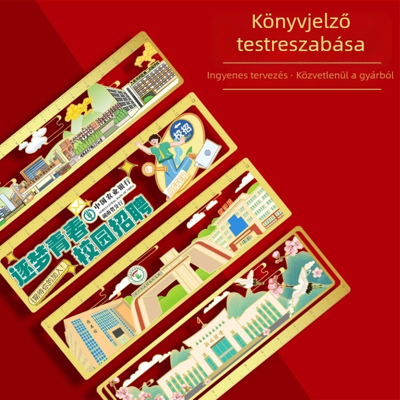 Fém könyvjelző, testreszabható, klasszikus kínai stílusú, logó gravírozás elérhető