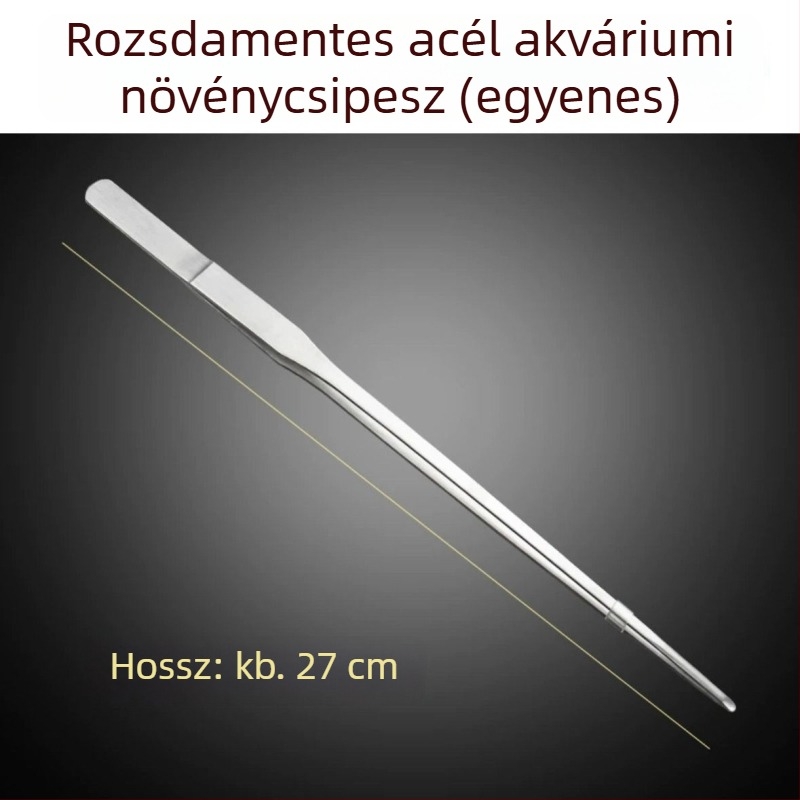 Akvarisztikai eszközkészlet: vízi növényekhez csipesz és olló, rozsdamentes acél klipszek, sík homokkanál és algatisztító az akváriumhoz