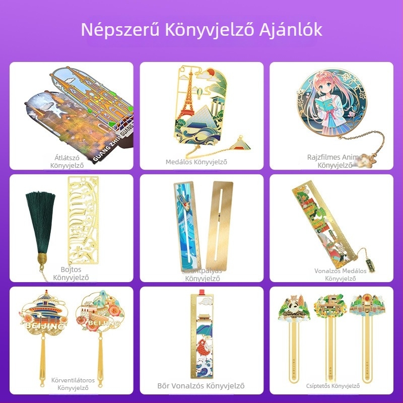 Fém könyvjelző medálos vonalzóval – Harbin város látványosságai, személyre szabott ajándék ballagásra