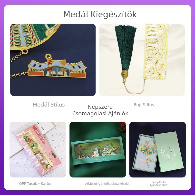 Fém könyvjelző medálos vonalzóval – Harbin város látványosságai, személyre szabott ajándék ballagásra
