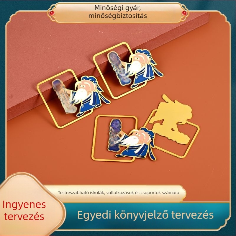 Sárgaréz könyvjelző kínai stílusban, üreges kivitelű, testreszabható, muzeális és nevezetességek ihlették