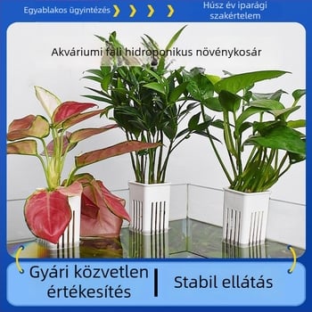 Falra szerelhető hidroponikus ültető pohár akváriumhoz, vízi növényeknek és akváriumi dekorációhoz