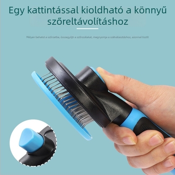 Rozsdamentes acélból készült tűs grooming fésű háziállatok számára, masszázs, csomómentesítés, öntisztító