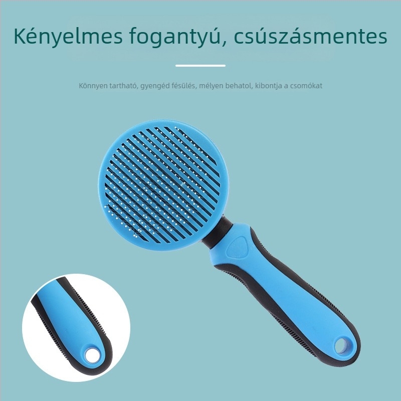 Rozsdamentes acélból készült tűs grooming fésű háziállatok számára, masszázs, csomómentesítés, öntisztító