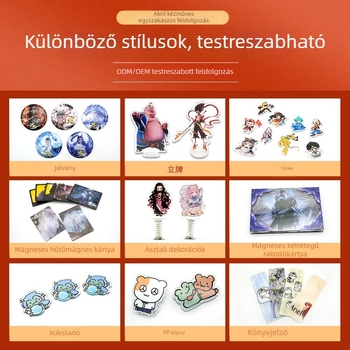 Anime-stílusú akril könyvjelző, személyre szabható, több modell, HD nyomtatás