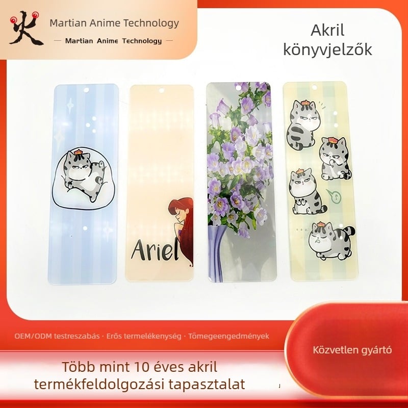 Anime-stílusú akril könyvjelző, személyre szabható, több modell, HD nyomtatás