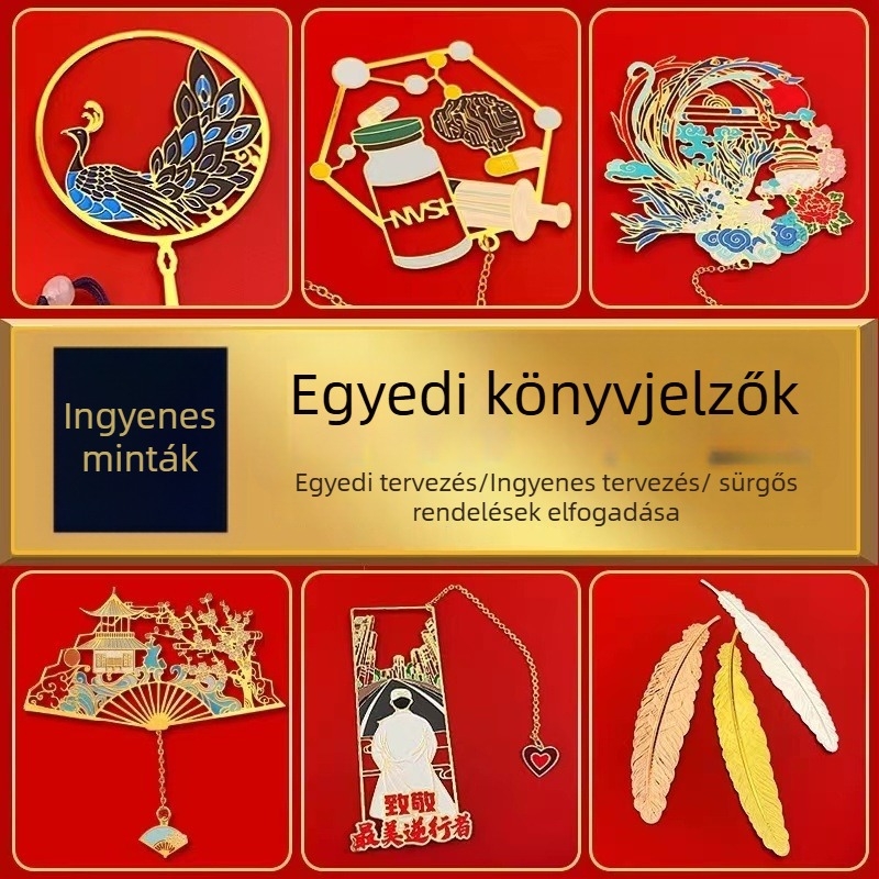 Egyedi sárgaréz könyvjelző kivágott mintával és iskola vagy vállalati logó gravírozással, kulturális és kreatív utazási szuvenírek, fényképekkel személyre szabva