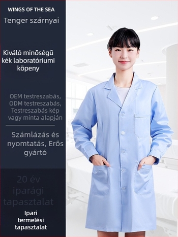 Személyre szabott laboratóriumi fehér köpeny gyógyszer- és élelmiszeripari üzemhez, higiénikus porálló munkaruha