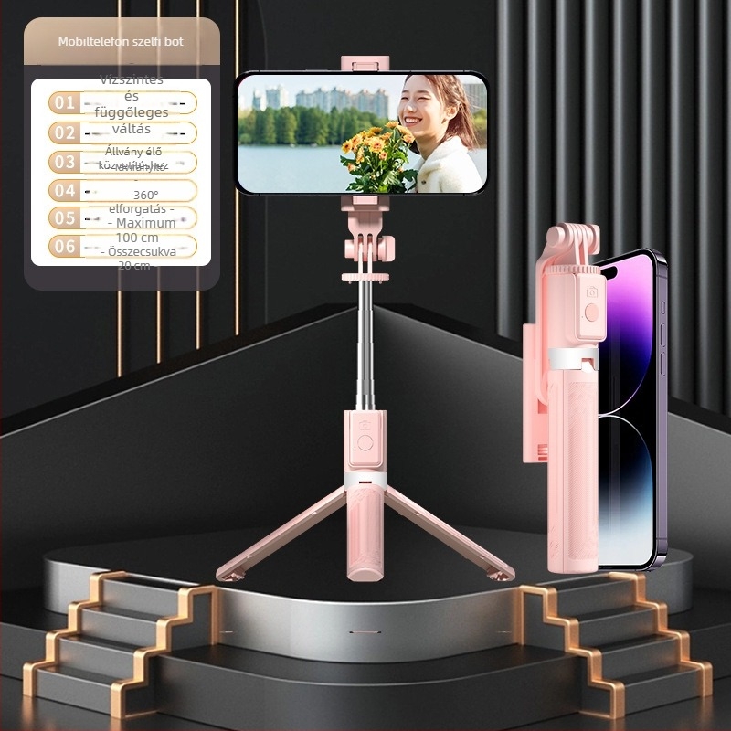 Aishidu D01 Bluetooth selfie bot, 360°-os forgatható, hordozható stabilizátor élő közvetítéshez és utazási fotózáshoz