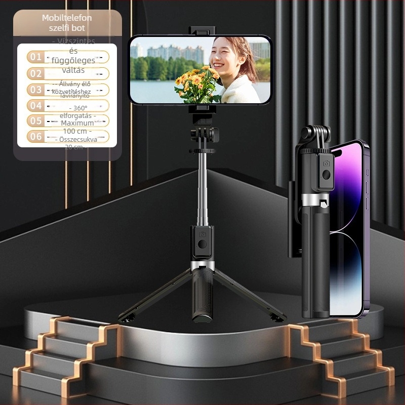 Aishidu D01 Bluetooth selfie bot, 360°-os forgatható, hordozható stabilizátor élő közvetítéshez és utazási fotózáshoz