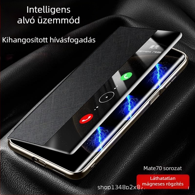 Huawei Mate70 Pro telefontok flipfedéllel, teljes védelem, prémium kiadás aranyszálas és ezüst brokát dizájnnal