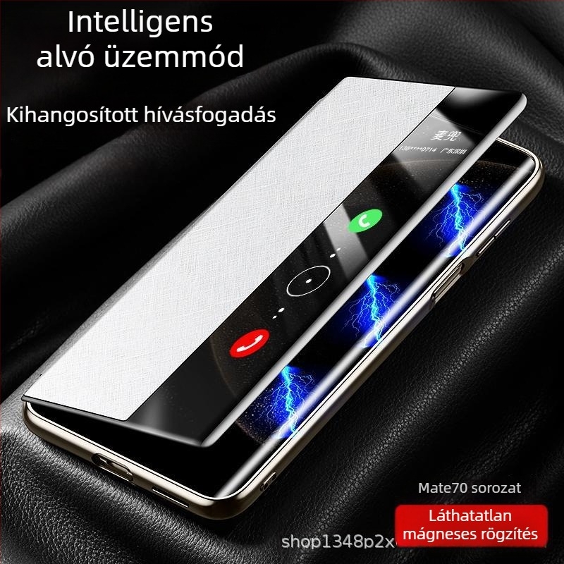Huawei Mate70 Pro telefontok flipfedéllel, teljes védelem, prémium kiadás aranyszálas és ezüst brokát dizájnnal