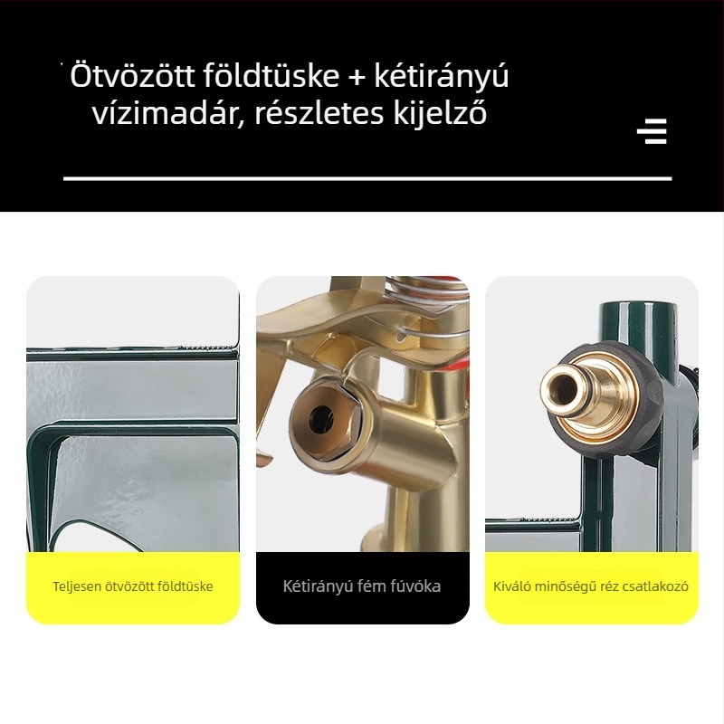 Ötvözetből készült kétirányú öntözőfej, 360°-os forgó karral, gyepre és kertre
