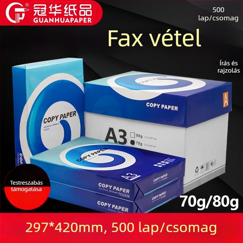 A3 méretű nyomtatópapír, 70 g/m², 80 g/m², kétoldalas másolópapír, antisztatikus, fehér irodai papír