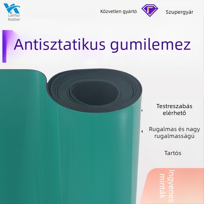 Antisztatikus munkaasztal alátét, RoHS, halogénmentes, vezető gumi lemez, 2 mm/3 mm