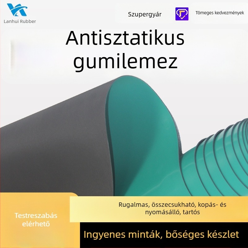 Antisztatikus munkaasztal alátét, RoHS, halogénmentes, vezető gumi lemez, 2 mm/3 mm