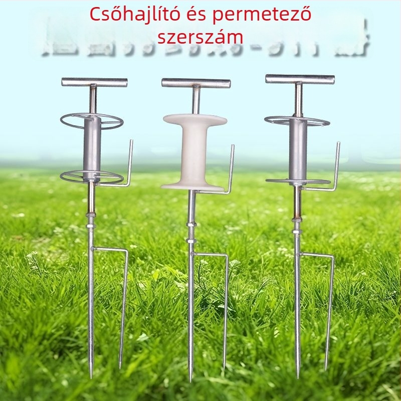 Csőhúzó eszköz permetezőgépekhez, mezőgazdasági csőhajlító, talajba beépíthető tartó és öntözőcső kiegészítők