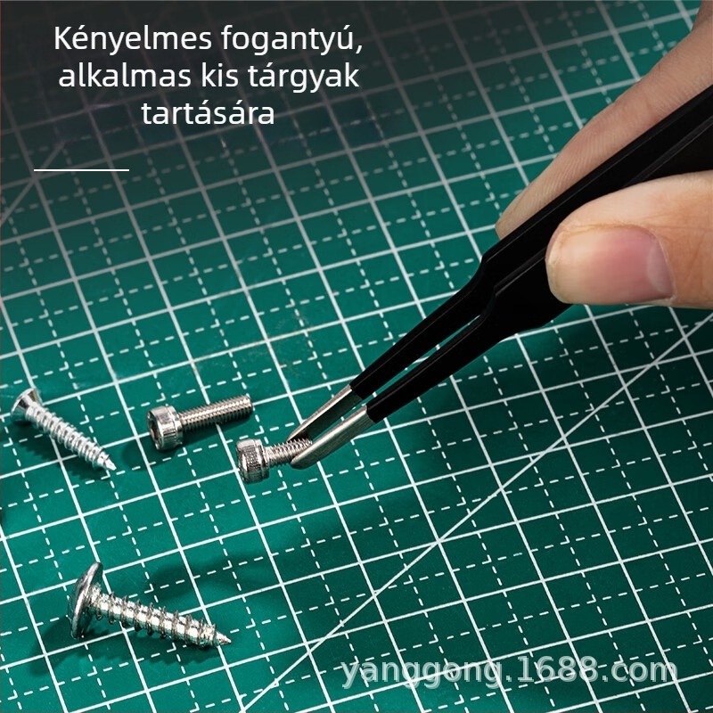 Deli Tools rozsdamentes acélból készült görbített hegyű, vékony hegyű anti-mágneses csipeszek készlet javító eszközökhöz