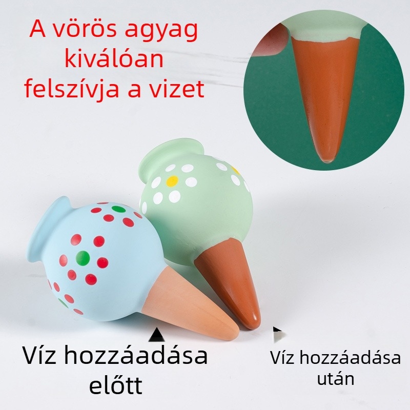 Vörös kerámia csepegtető öntöző eszköz pöttyös dizájnnal, kompakt palacknyílású öntöző készülék növényekhez