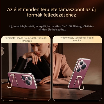 Huawei Pura80 Ultra tok csuklópánttal és forgó állvánnyal — Napa bőr textúra elektroplatinált felülettel