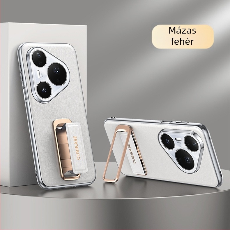 Huawei Pura80 Ultra tok csuklópánttal és forgó állvánnyal — Napa bőr textúra elektroplatinált felülettel
