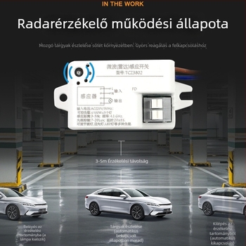 Mikrohullámú mozgásérzékelő 220V, 100W, radaros és fényérzékelős, intelligens otthoni világításhoz