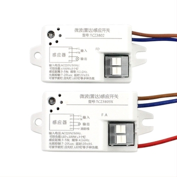 Mikrohullámú mozgásérzékelő 220V, 100W, radaros és fényérzékelős, intelligens otthoni világításhoz