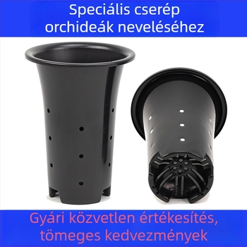 Műanyag orchideacserép, különleges, nagy és magas, vastított falú