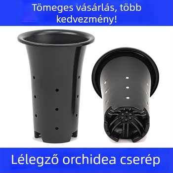 Műanyag orchideacserép, különleges, nagy és magas, vastított falú
