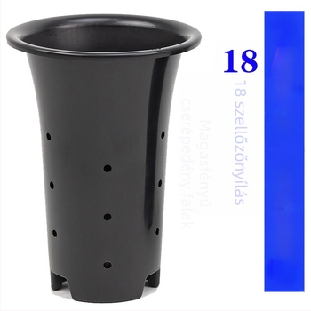 Műanyag orchideacserép, különleges, nagy és magas, vastított falú