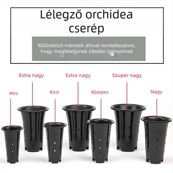 Műanyag orchideacserép, különleges, nagy és magas, vastított falú