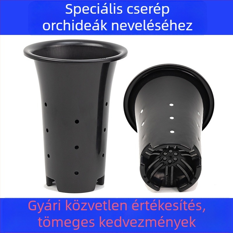 Műanyag orchideacserép, különleges, nagy és magas, vastított falú