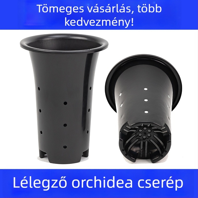 Műanyag orchideacserép, különleges, nagy és magas, vastított falú