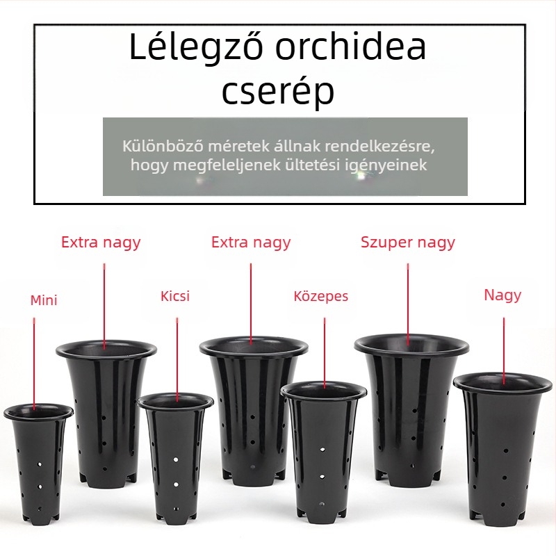 Műanyag orchideacserép, különleges, nagy és magas, vastított falú