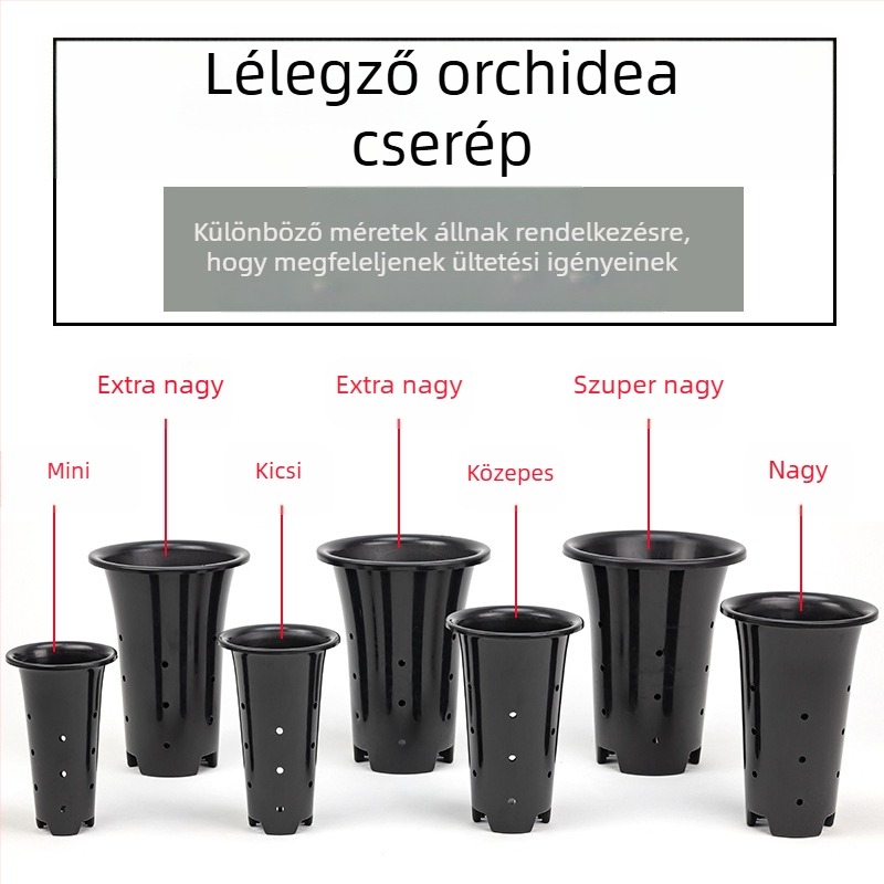 Műanyag orchideacserép, különleges, nagy és magas, vastított falú