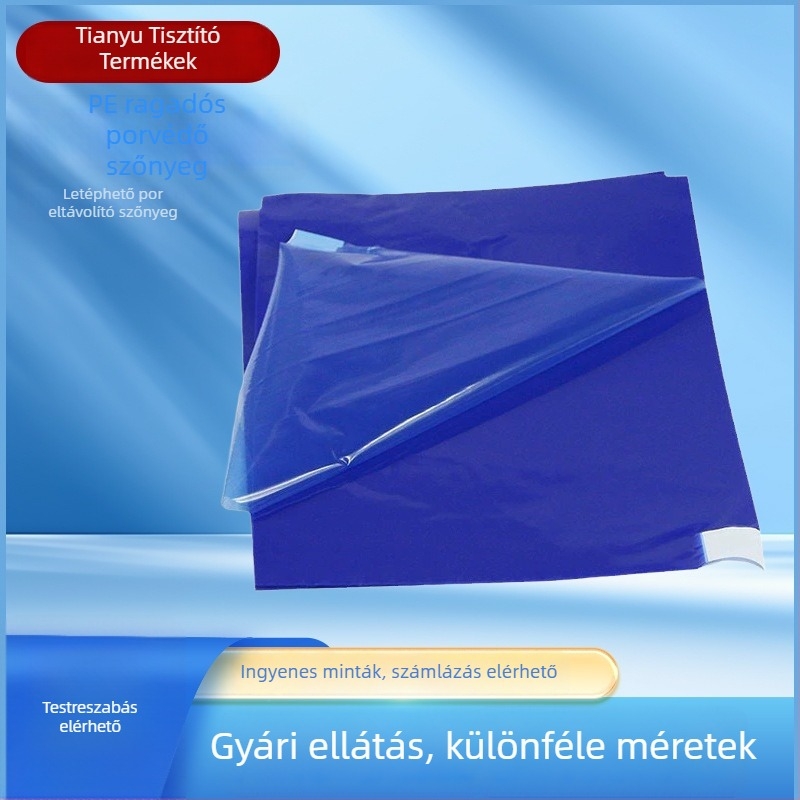 Testreszabható kék PE anti-sztatikus pormentes padlómatrac, otthoni műhelyhez; egyszer használatos téphető tisztító matrac