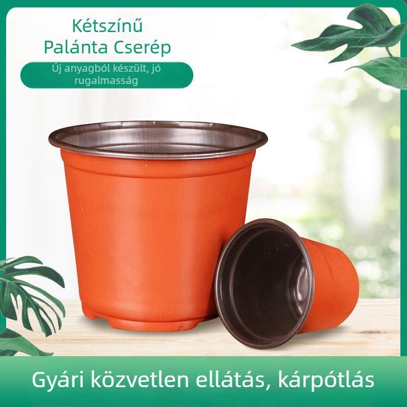 Két színű műanyag palántaedény, vastag falú, nagy átmérőjű