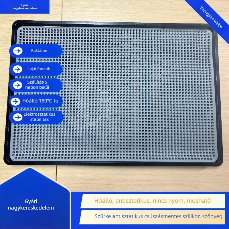 Antisztatikus szilikon pad 440×295 mm, 1 mm vastagság, magas hőállóság, csúszásmentes, csendes munkafelület, fáradtságmentes