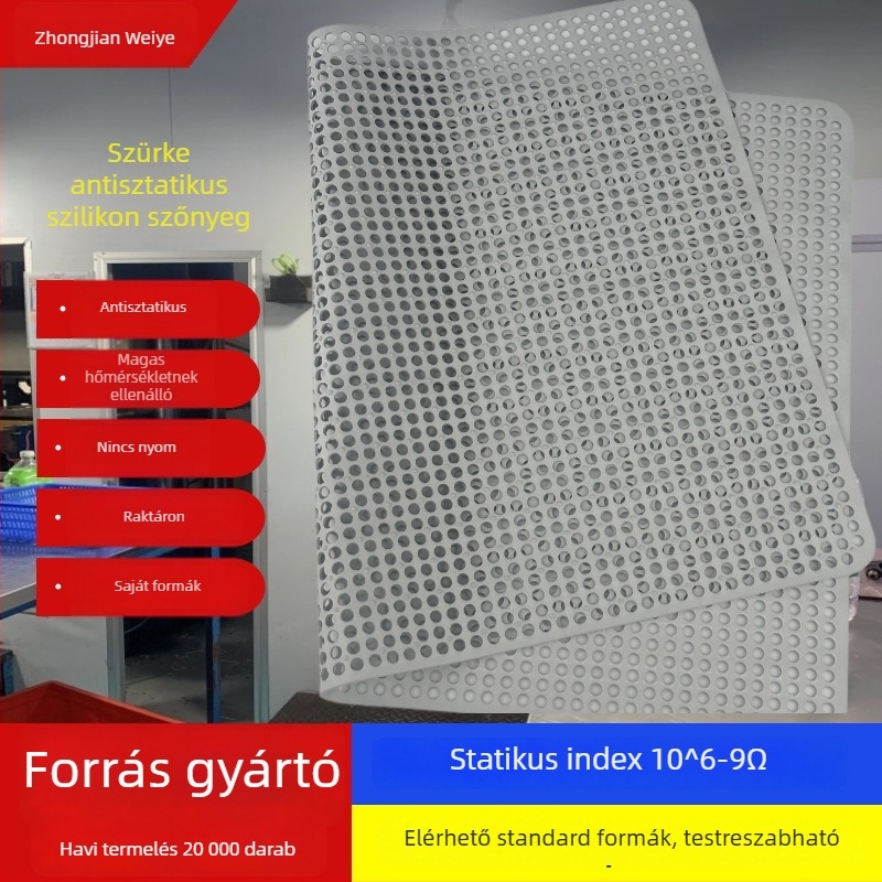 Antisztatikus szilikon pad 440×295 mm, 1 mm vastagság, magas hőállóság, csúszásmentes, csendes munkafelület, fáradtságmentes