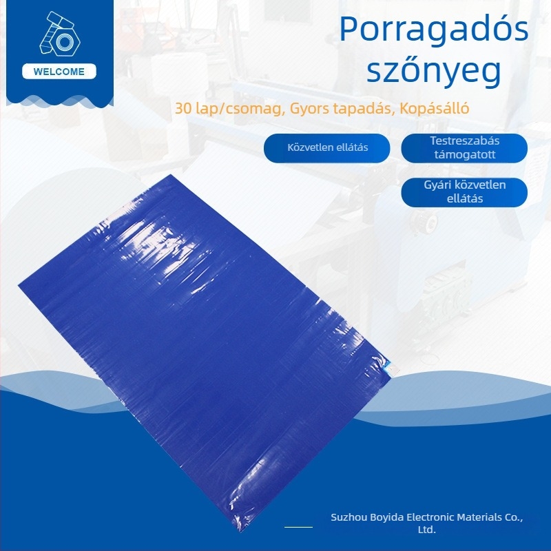 Kék ragadós porvédő matrac, levehető, laboratóriumi környezethez, 60 cm × 90 cm
