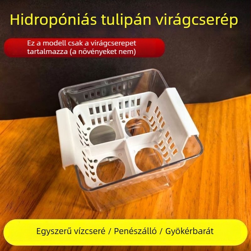 Tulipánok és liliomok számára különálló hidroponikus virágtartó, átlátszó és látható, kék ültetőedénnyel, lélegző, otthoni használatra