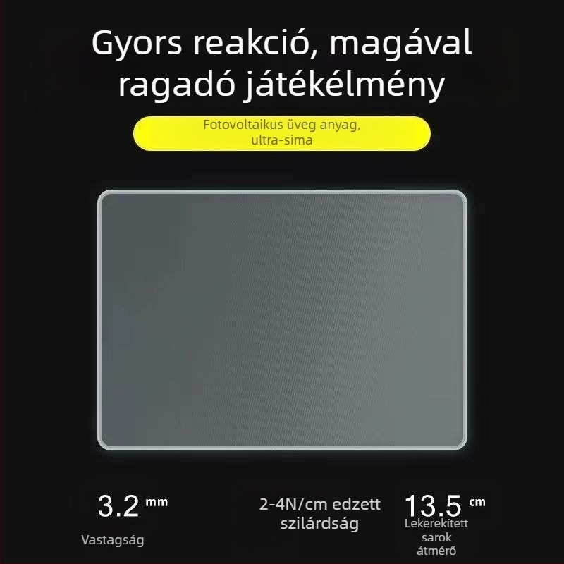 Játékhoz tervezett egérpad edzett üvegből, sima felület, anti-statikus