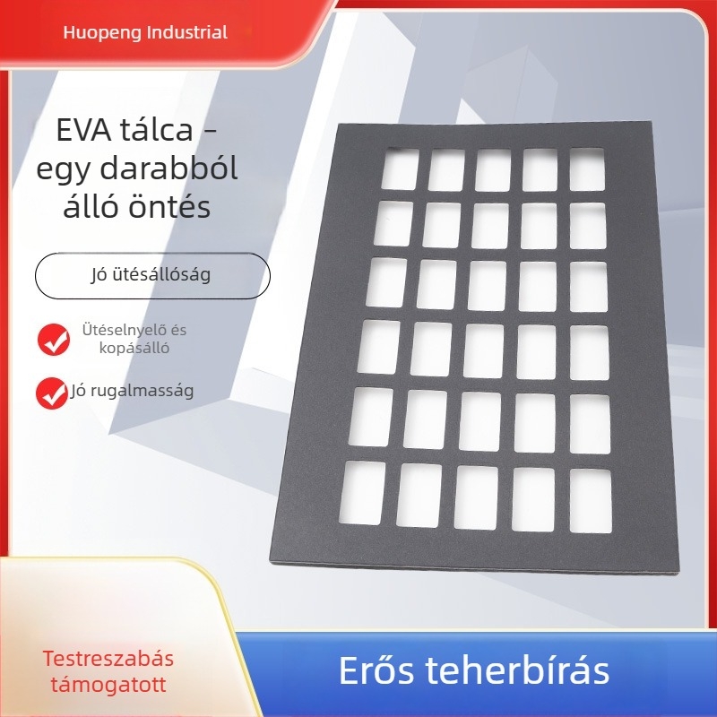 Egyedi gyártmányú antistatikus EVA tálca szabálytalan formájú gravírozott ütéscsillapító betéttel és habcsomagoló párnával