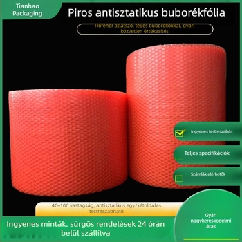 Személyre szabott piros antistaatikus buborékfólia elektronikai csomagoláshoz