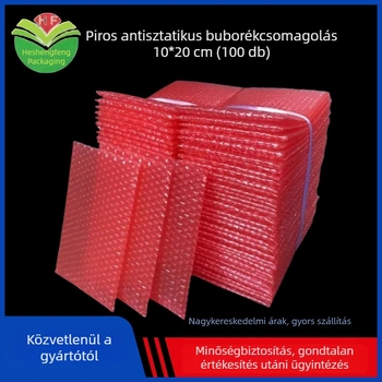Vörös ESD-biztos buborékzacskó 10×20 cm csomagoláshoz